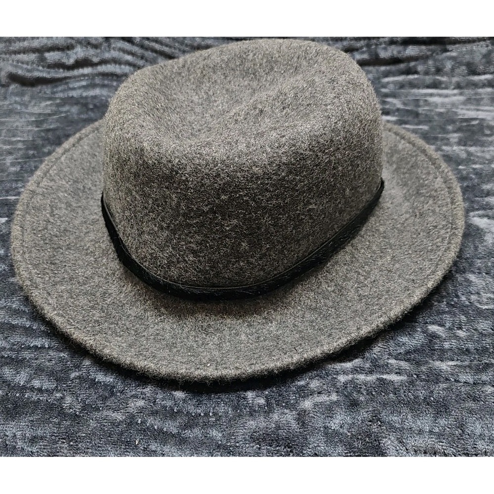 Christian Siriano New York Gray Fedora Hat 100% Wool,Hat Band